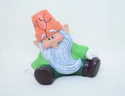 Garden Gnome - Yard Art With A Flower Pot Hat Gift For Gardener Ceramic Figurine Sitting