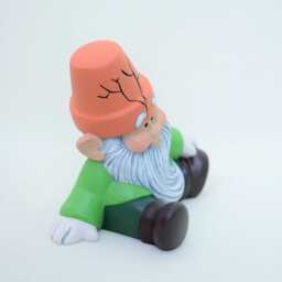 Garden Gnome - Yard Art With A Flower Pot Hat Gift For Gardener Ceramic Figurine Sitting - thumbnail 4