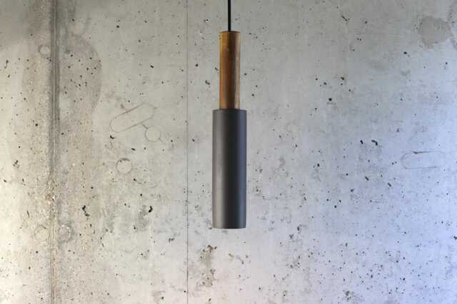Handmade Concrete Cylinder Pendant Light Modern Wood Accent - image 1