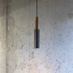 Handmade Concrete Cylinder Pendant Light Modern Wood Accent - thumbnail 2