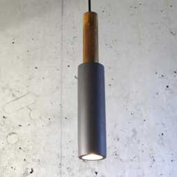 Handmade Concrete Cylinder Pendant Light Modern Wood Accent - thumbnail 3