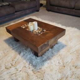 Rustic Handmade Solid Wood Sleeper Coffee Table Medium - thumbnail 3