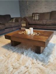 Rustic Handmade Solid Wood Sleeper Coffee Table Medium