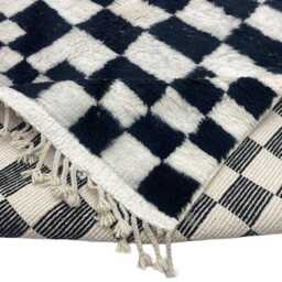 Handmade Wool Moroccan Rug Black & White Checkered Berber Rug - thumbnail 4
