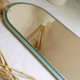 Sage Green Oval Decorative Mirror, Oval Mirrors For Wall Decor, Modern Mirror Small Vanity Housewarming Gift - thumbnail 2