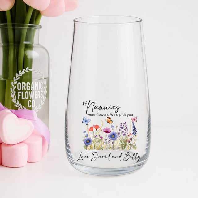 30cm Personalised Glass Vase - For Mums, Nans, Grandmas, Nanas, Nannies, Teachers, Friends, Childminders Mothers Day Birthday- Christmas - image 1