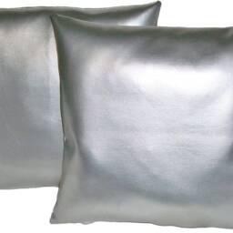 "2 Silver Faux Leather Classic Cushion Covers 16"" 18"" 20" - thumbnail 3