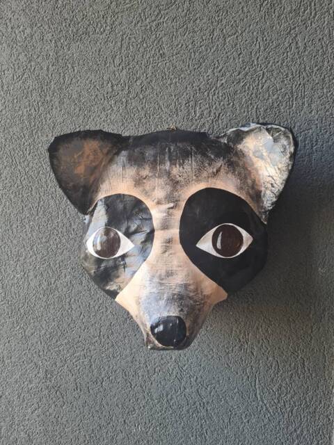 Paper Mache Raccoon Head, Felix. Woodland Creature, Sweet Wall Decor - image 1