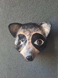 Paper Mache Raccoon Head, Felix. Woodland Creature, Sweet Wall Decor - thumbnail 1