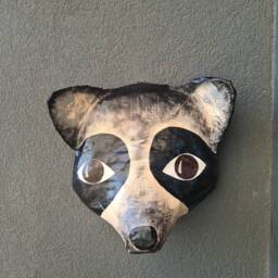 Paper Mache Raccoon Head, Felix. Woodland Creature, Sweet Wall Decor - thumbnail 2