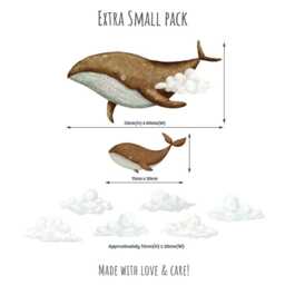 Whales Nursery Wall Decals, Kids Room Stickers, Ocean & Sky Theme Decor - thumbnail 3