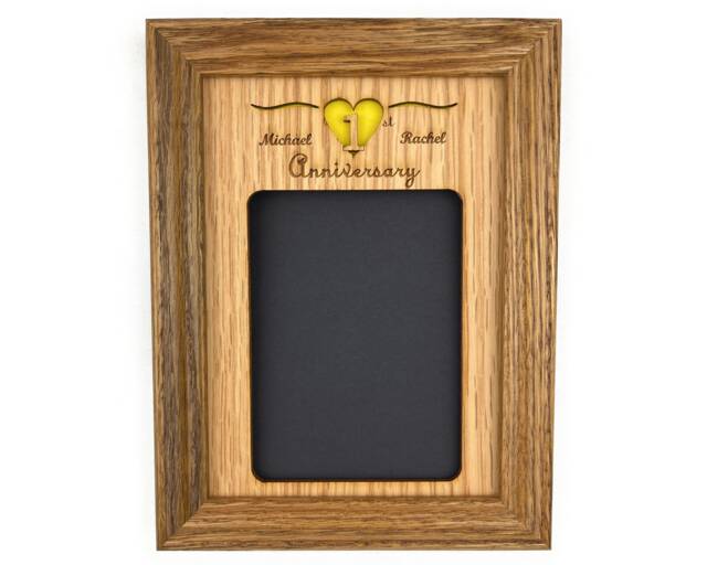 Personalized 1st Anniversary Picture Frame - 5x7 Holds 3x5 Photo 1 Year Wedding Gift With Names - image 1