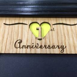 Personalized 1st Anniversary Picture Frame - 5x7 Holds 3x5 Photo 1 Year Wedding Gift With Names - thumbnail 3
