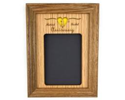 Personalized 1st Anniversary Oak Picture Frame - Names, Date, 3x4 Photo Holder