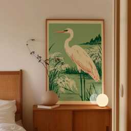 Heron Poster, Wetland Bird Print, Marsh Nature Wall Art - thumbnail 2