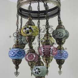 9 Ball Turkish Sultan Mosaic Chandelier Multi-Color - thumbnail 3
