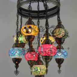 9 Ball Turkish Sultan Mosaic Chandelier Multi-Color - thumbnail 2