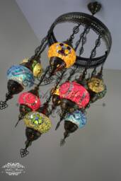 9 Ball Turkish Sultan Mosaic Chandelier Multi-Color
