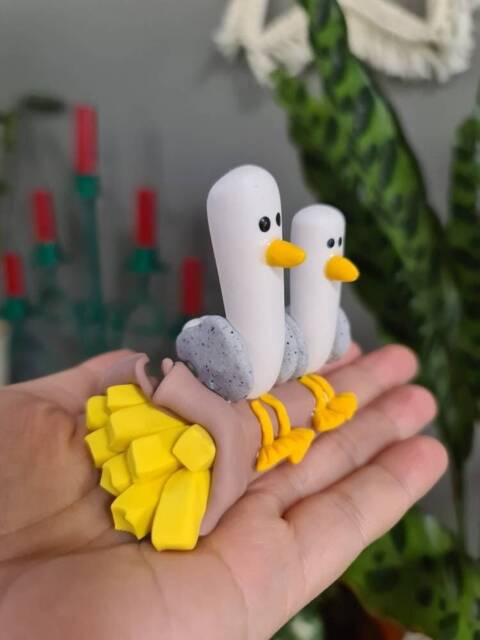 Handmade Clay Seagull Ornament Beach Souvenir Gift - image 1