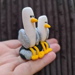 Handmade Clay Seagull Ornament Beach Souvenir Gift - thumbnail 2