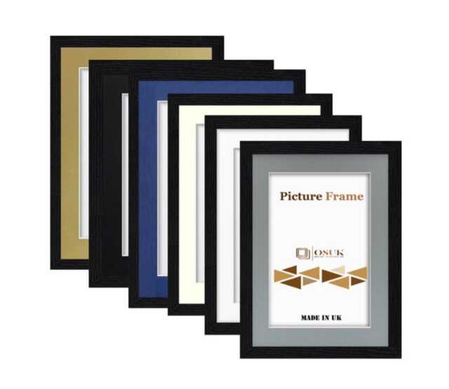 Black Mdf Wood Finish Photo Frame With Mounts - Landscape Portrait Gallery Wall Art - image 1