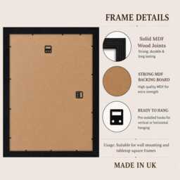 Black Mdf Wood Finish Photo Frame With Mounts - Landscape Portrait Gallery Wall Art - thumbnail 3