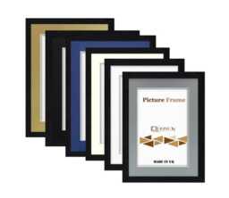 Black Mdf Wood Finish Photo Frame With Mounts - Landscape Portrait Gallery Wall Art - thumbnail 1