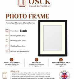 Black Mdf Wood Finish Photo Frame With Mounts - Landscape Portrait Gallery Wall Art - thumbnail 2