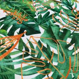 Tropical Leaves Cushion Cover Green & Orange Colours - Double Sided Printing Throw Pillow On The Soft Chenille With Different Sizes - thumbnail 2