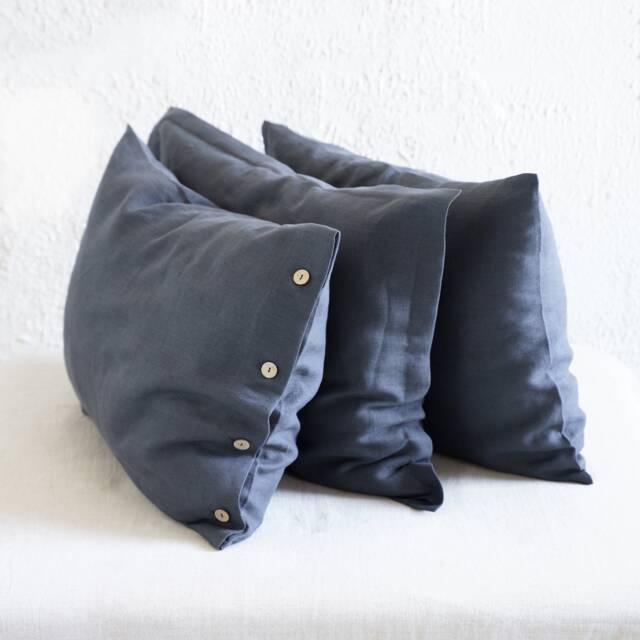 Charcoal Linen Pillowcases Standard, Queen, King, Euro, Deco, Body Pillow Size, Dark Grey Pillowcase Set Of Two - image 1