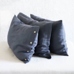 Charcoal Linen Pillowcases Standard, Queen, King, Euro, Deco, Body Pillow Size, Dark Grey Pillowcase Set Of Two