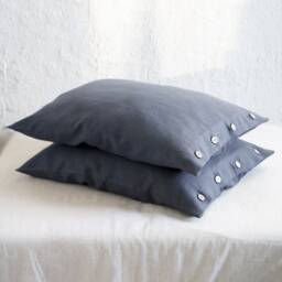 Charcoal Linen Pillowcases Standard, Queen, King, Euro, Deco, Body Pillow Size, Dark Grey Pillowcase Set Of Two - thumbnail 2
