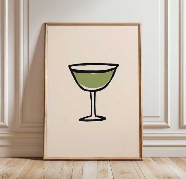Cocktail Glass Poster - Minimal Bar Wall Art Modern Drink Illustration Black Line Kitchen Print Simple Beverage Decor Artwork - image 1