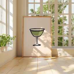 Cocktail Glass Poster - Minimal Bar Wall Art Modern Drink Illustration Black Line Kitchen Print Simple Beverage Decor Artwork - thumbnail 4