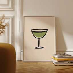 Cocktail Glass Poster - Minimal Bar Wall Art Modern Drink Illustration Black Line Kitchen Print Simple Beverage Decor Artwork - thumbnail 3
