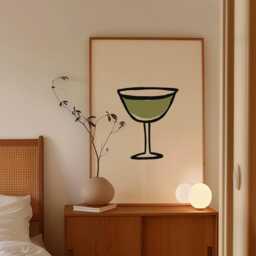Cocktail Glass Poster - Minimal Bar Wall Art Modern Drink Illustration Black Line Kitchen Print Simple Beverage Decor Artwork - thumbnail 2