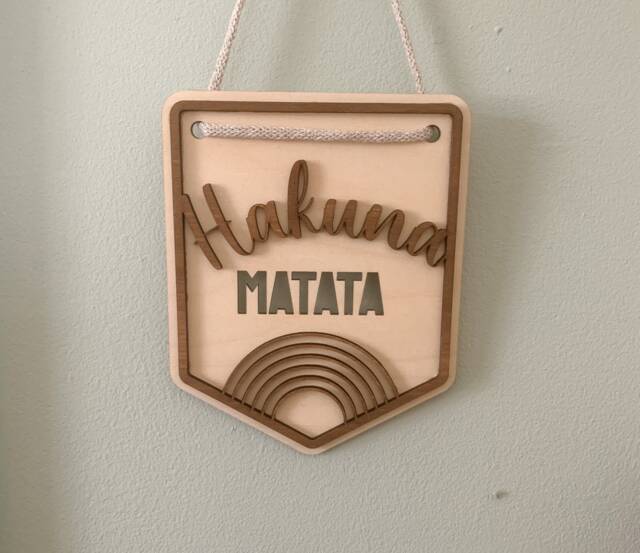 Hakuna Matata Sign, Matata Wall Art, Safari Theme Nursery Decor, Bedroom Decor Pennant Flag, Wooden Art - image 1