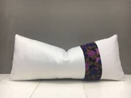Floral Ikat Pillow Cover, Handwoven Silk Accent Cushion - 10x24