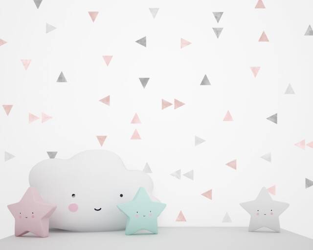 Watercolor Triangle Wall Decals Grey & Pink Geometric Nursery Decor - image 1