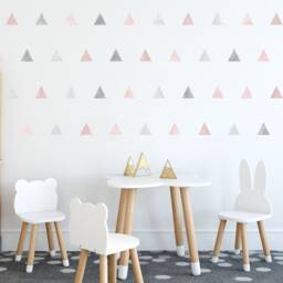 Watercolor Triangle Wall Decals Grey & Pink Geometric Nursery Decor - thumbnail 2