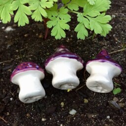 Fairy Mushrooms -Fabulous Fungi, Three Hand Crafted Ceramic Toadstools - T221 - thumbnail 4