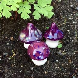 Fairy Mushrooms -Fabulous Fungi, Three Hand Crafted Ceramic Toadstools - T221 - thumbnail 3