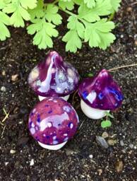 Fairy Mushrooms -Fabulous Fungi, Three Hand Crafted Ceramic Toadstools - T221