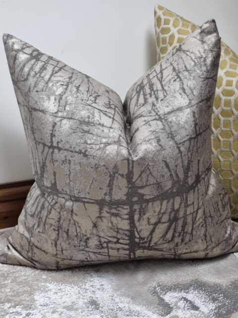 Luxury Glam Grey Cushion Cover, Sofa Bed Pillow Cover Neutral Decor, Pillow Cover John Lewis Kyla Metallic Grey Modern Home Decor Double Sid - image 1