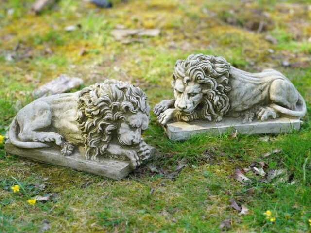 Pair Of Mercia Lions Stone Statue Outdoor Garden Ornament Lion Sculpture Antique British Gift - image 1