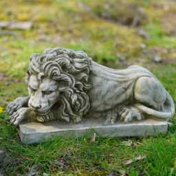 Pair Of Mercia Lions Stone Statue Outdoor Garden Ornament Lion Sculpture Antique British Gift - thumbnail 3