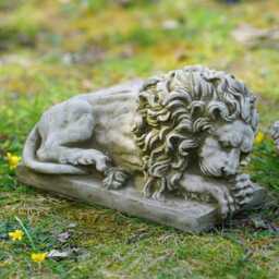 Pair Of Mercia Lions Stone Statue Outdoor Garden Ornament Lion Sculpture Antique British Gift - thumbnail 2