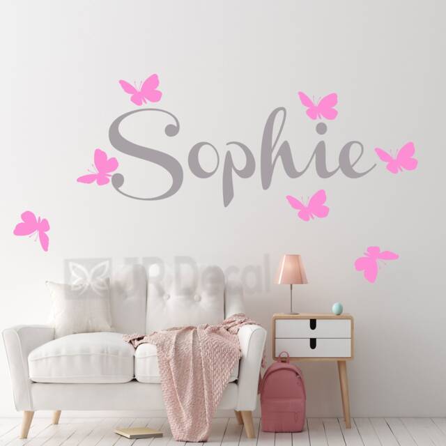 Personalised Name Wall Decal, Butterfly Stickers For Girl's Room Decor - image 1