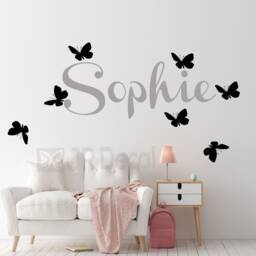 Personalised Name Wall Decal, Butterfly Stickers For Girl's Room Decor - thumbnail 3