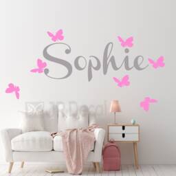 Personalised Name Wall Decal, Butterfly Stickers For Girl's Room Decor